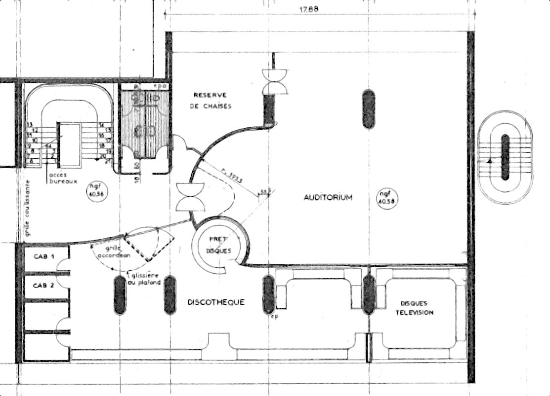 Plan du niveau 3 de la Bibliothèque Andrée Chedid, détail de la ...
